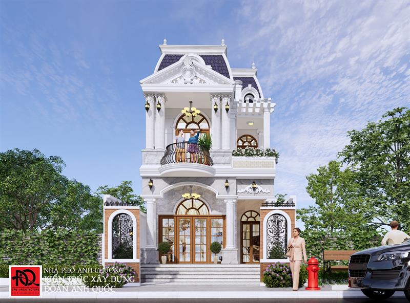 Thiết kế nhà Phan Thiết, Xây nhà trọn gói Phan Thiết, Thi công nhà trọn gói Phan Thiết, Thiết kế Thi công nội thất Phan Thiết Bình Thuận, Công ty Xây dựng Bình Thuận, Thiết kế nhà Bình Thuận, Xây nhà trọn gói Bình Thuận. Mẫu thiết kế biệt thự kiểu Pháp với mái Mansard sang trọng - MS 100